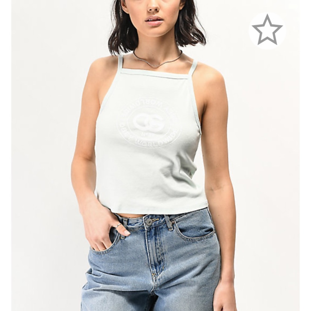 Obey Rue De La Ruine Mint Blue Crop Tank Top
